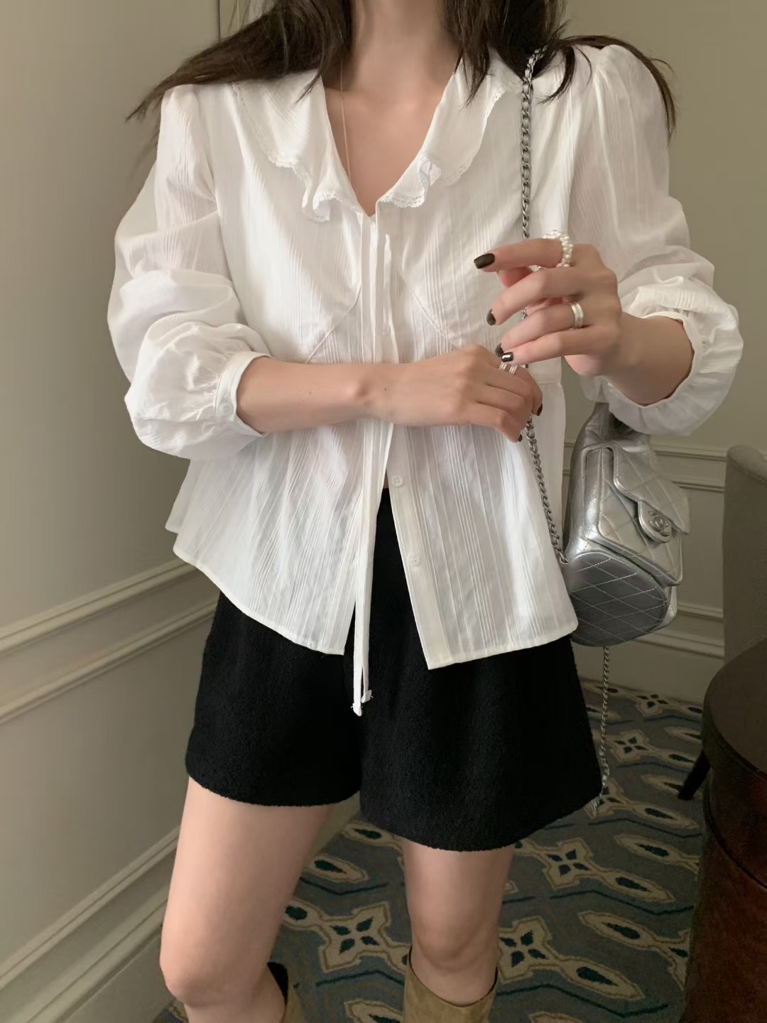 MELLOUNGE-멜라운지-T東大門㊣實拍女士新品推薦襯衫蕾絲衫MELLOUNGE-T襯衫/蕾絲衫