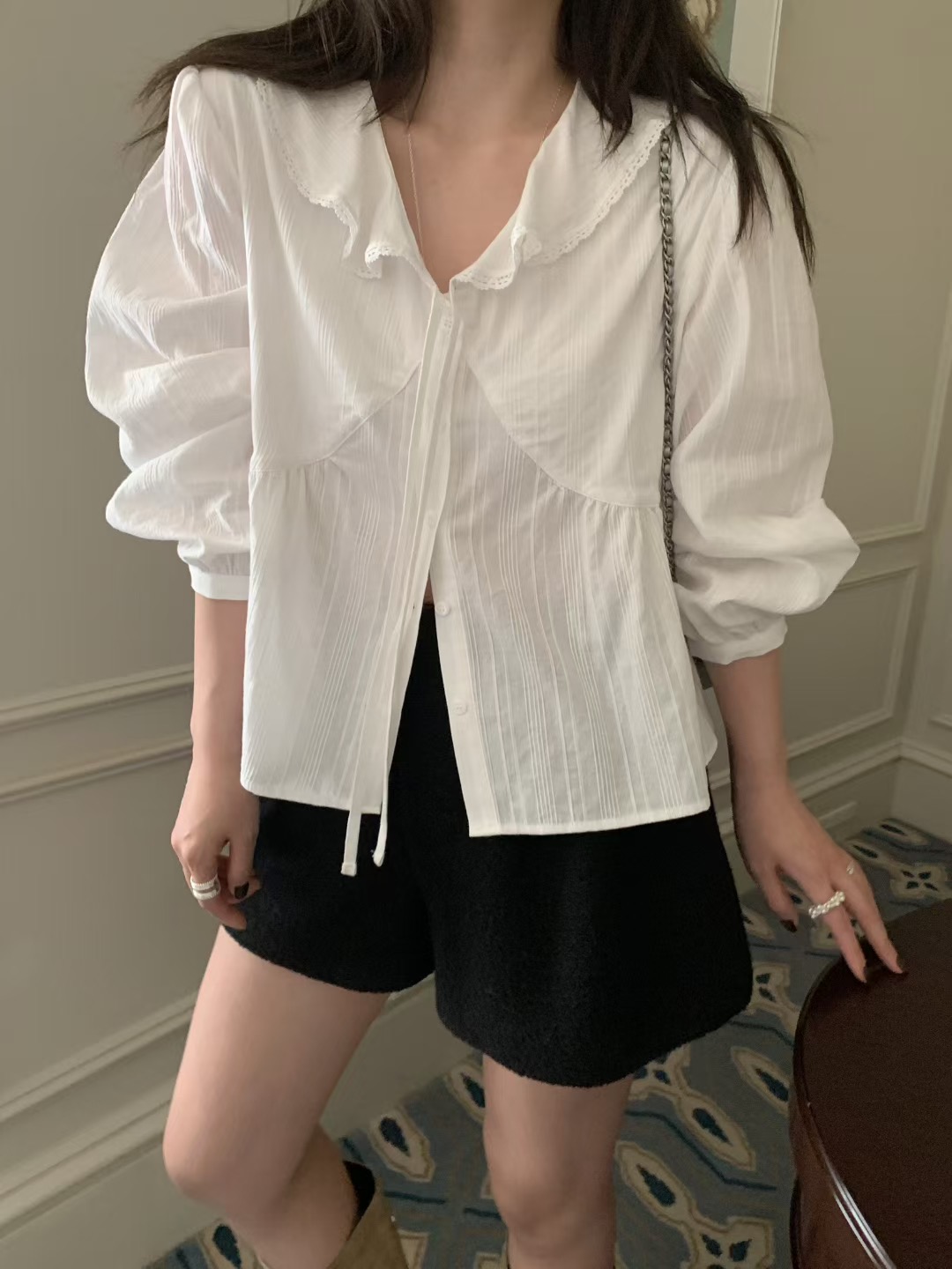 MELLOUNGE-멜라운지-T東大門㊣實拍女士新品推薦襯衫蕾絲衫MELLOUNGE-T襯衫/蕾絲衫圖色1