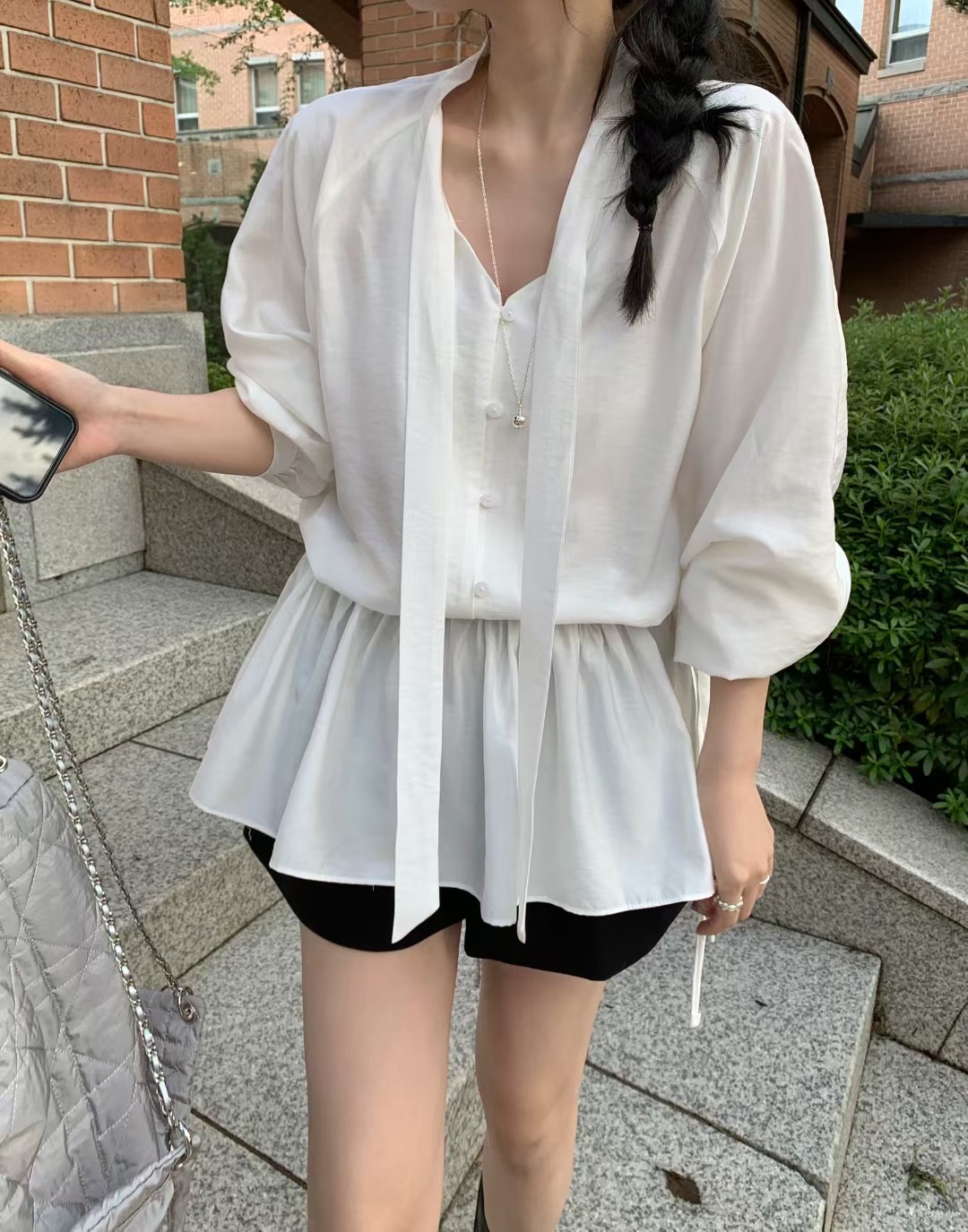 MELLOUNGE-멜라운지-T東大門㊣直郵女裝新品休閑襯衫蕾絲衫MELLOUNGE-T襯衫/蕾絲衫圖色2