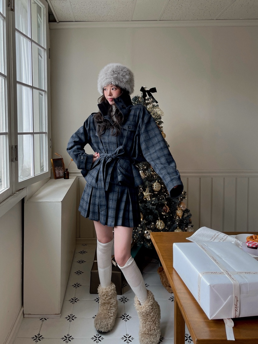 81 MARKET-L東大門㊣直郵女裝新品25秋冬休閑時尚夾克含腰帶81 MARKET-L夾克