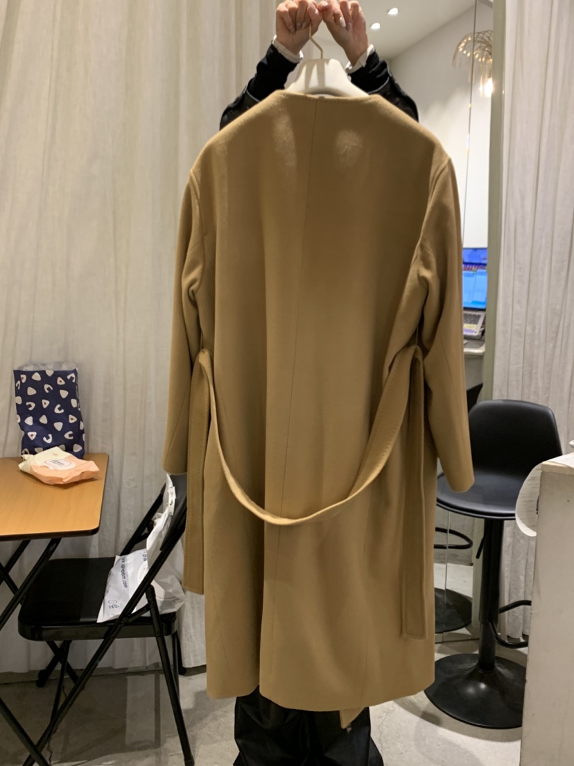 PAPERMOON韓國代購㊣女士新款25秋冬真品休閑中長款大衣羊絨paper moon中長款大衣