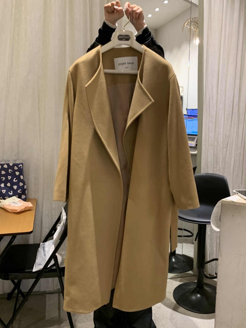 PAPERMOON韓國代購㊣女士新款25秋冬真品休閑中長款大衣羊絨paper moon中長款大衣圖色1