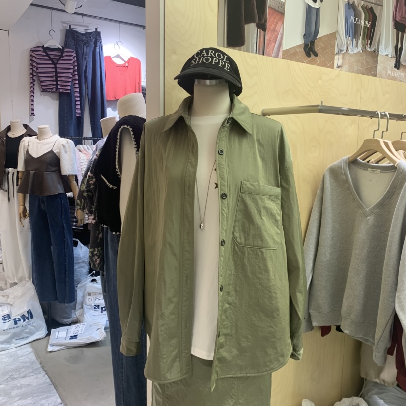 PLEASURE韓國代購㊣女裝新品25秋冬推薦熱賣襯衫蕾絲衫填充棉PLEASURE襯衫/蕾絲衫圖色1