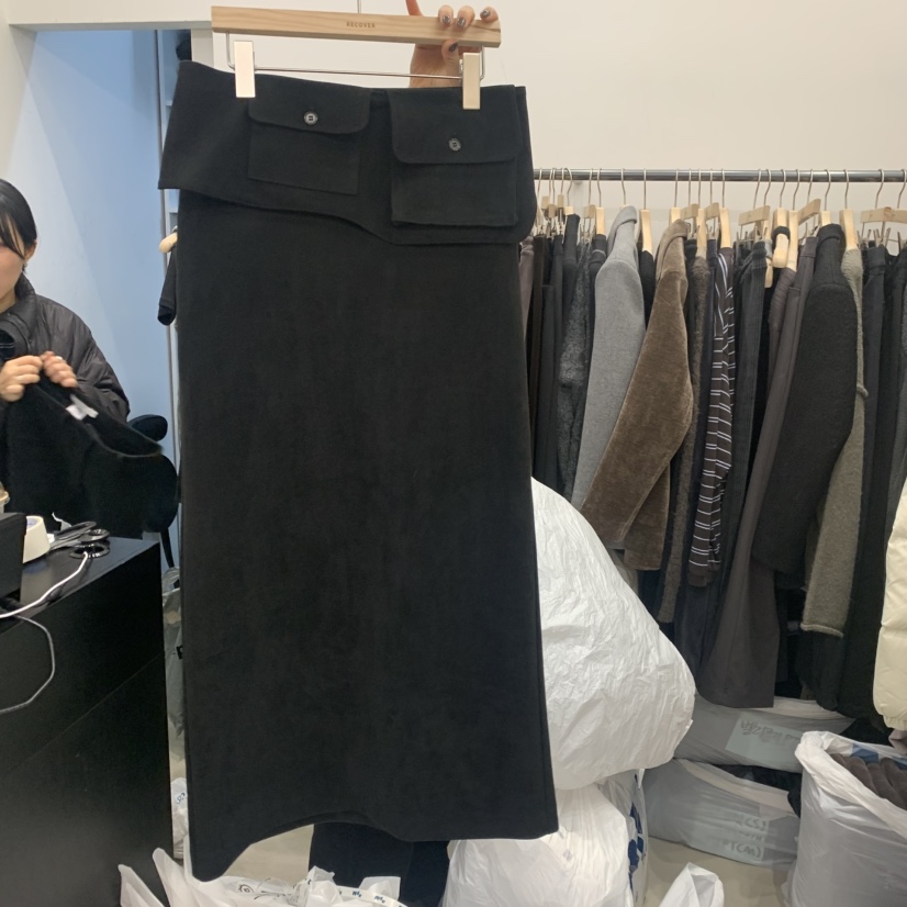 RECOVER韓國直郵㊣女裝新款推薦職業25秋冬半身裙中短裙口袋腰帶RECOVER/MOMENT半身裙/中短裙圖色1
