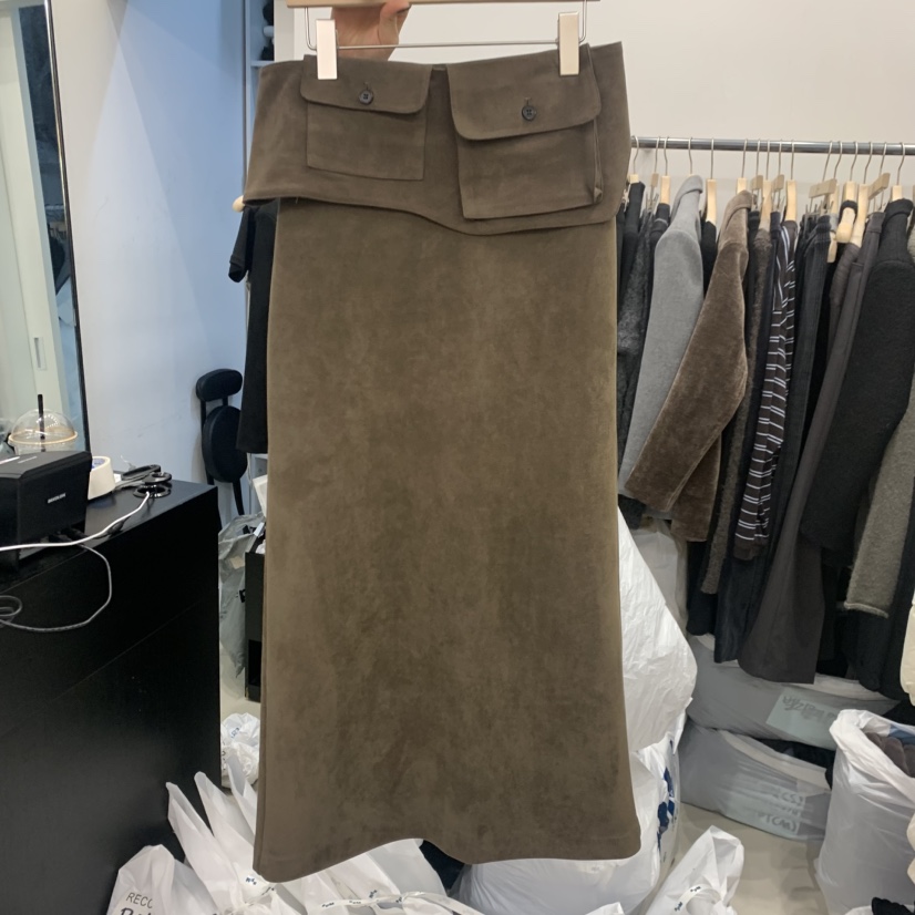 RECOVER韓國直郵㊣女裝新款推薦職業25秋冬半身裙中短裙口袋腰帶RECOVER/MOMENT半身裙/中短裙圖色2