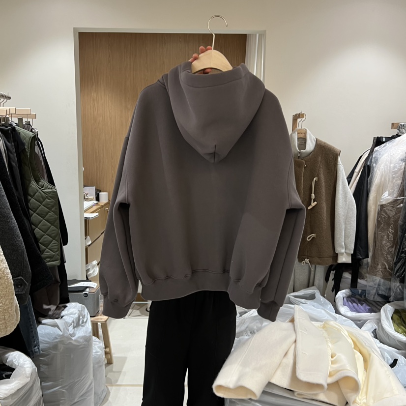 HOWFF韓國代購㊣女士新款熱賣25秋冬夾克連帽拉鏈衫加絨混紡HOWFF夾克