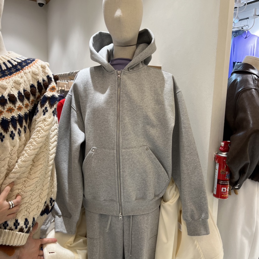 HOWFF韓國代購㊣女士新款熱賣25秋冬夾克連帽拉鏈衫加絨混紡HOWFF夾克圖色1