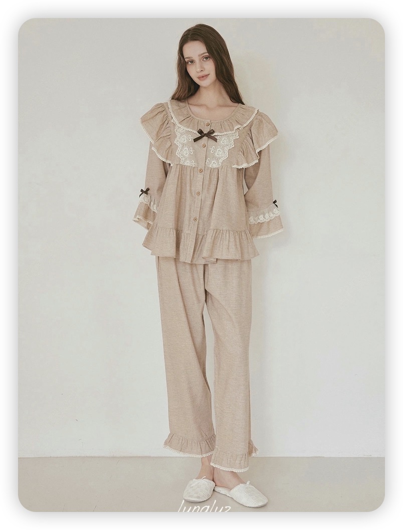 LUNALUZ-L韓國代購㊣女士新品休閑人氣熱賣推薦職業25秋冬睡衣LUNALUZ睡衣圖色1