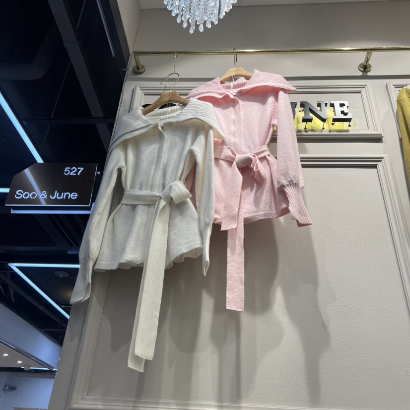 SOO JUNE韓國直郵㊣女士新款職業推薦熱賣人氣針織衫含腰帶SOO JUNE針織衫