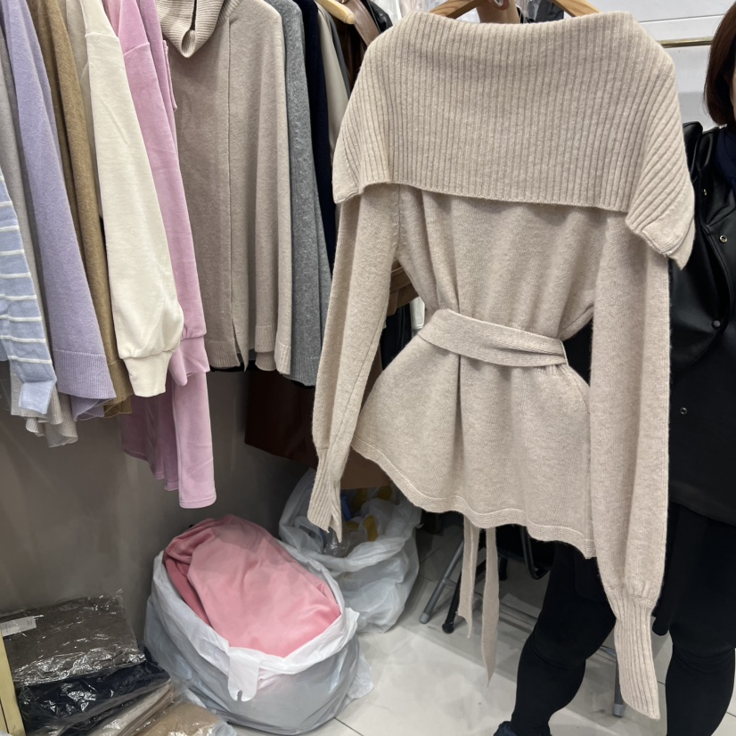 SOO JUNE韓國直郵㊣女士新款職業推薦熱賣人氣針織衫含腰帶SOO JUNE針織衫