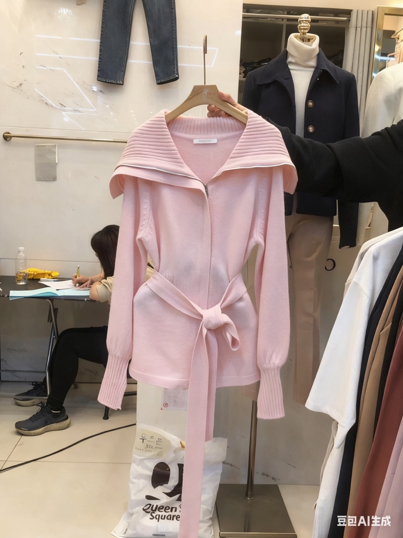 SOO JUNE韓國直郵㊣女士新款職業推薦熱賣人氣針織衫含腰帶SOO JUNE針織衫圖色1