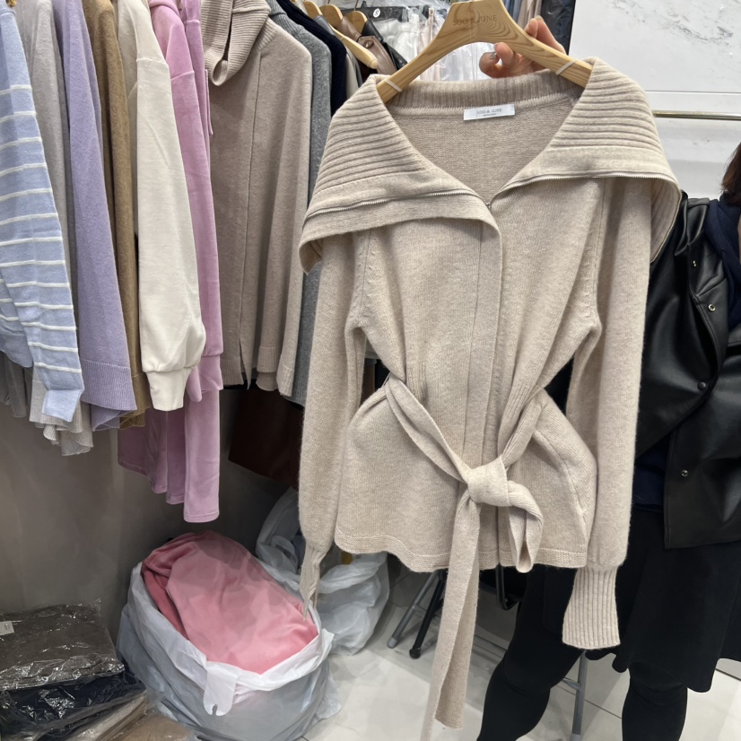 SOO JUNE韓國直郵㊣女士新款職業推薦熱賣人氣針織衫含腰帶SOO JUNE針織衫圖色2