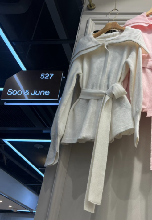 SOO JUNE韓國直郵㊣女士新款職業推薦熱賣人氣針織衫含腰帶SOO JUNE針織衫圖色3