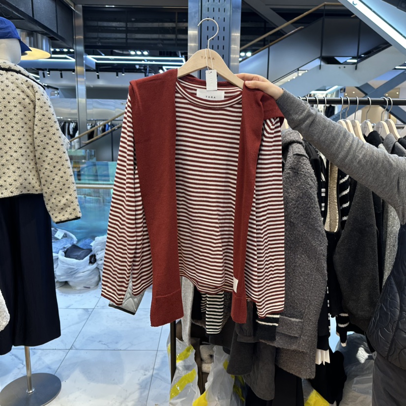 TARA韓國直郵㊣女裝新款熱賣人氣休閑時尚職業推薦長袖T恤披肩TARA長袖T恤圖色1