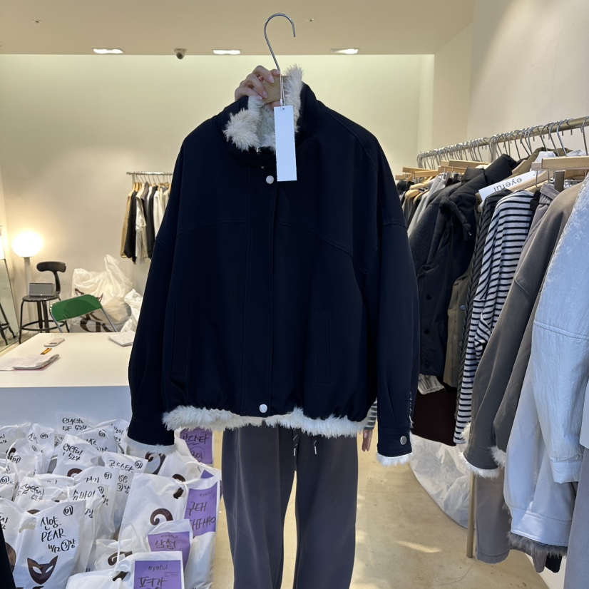 EYEFUL-Q東大門㊣實拍女裝新品人氣25秋冬時尚休閑夾克羊毛eyeful夾克圖色3