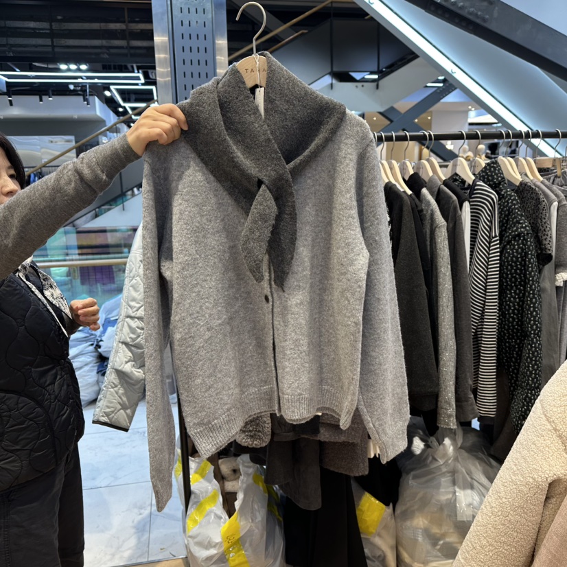 TARA韓國代購㊣女裝新款推薦熱賣時尚職業針織衫羊毛衫含圍巾TARA針織衫圖色2