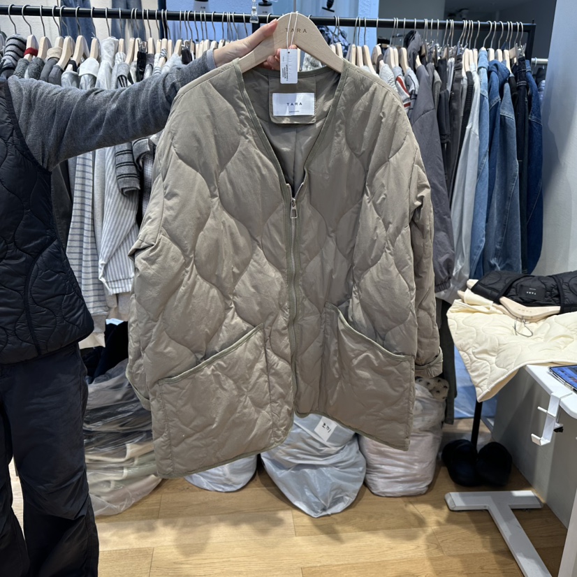 TARA韓國代購㊣女裝新款25秋冬時尚職業休閑短款棉服V領鴨絨TARA短款棉服圖色3