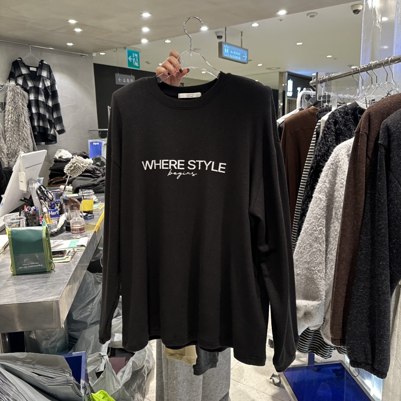 HERTZ-P韓國直郵㊣女士新款熱賣時尚職業推薦休閑人氣長袖T恤HERTZ-P長袖T恤圖色2黑色