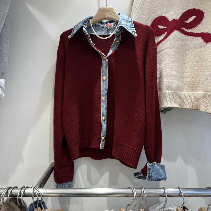 UNDERSTAR_VINTAGE韓國直郵㊣女裝新品25秋冬熱賣針織衫開衫UNDERSTAR_VINTAGE針織衫圖色1