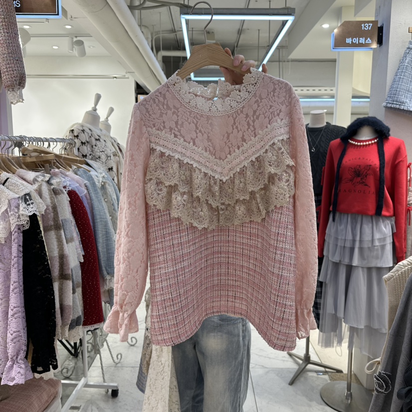 MS東大門㊣代購女士新品熱賣休閑真品職業推薦25秋冬襯衫蕾絲衫MS襯衫/蕾絲衫圖色2