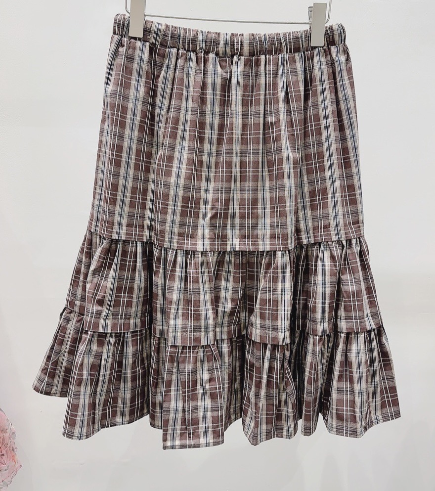 AWESOME-P韓國代購㊣女裝新款休閑職業真品半身裙中短裙格子AWESOME-P半身裙/中短裙