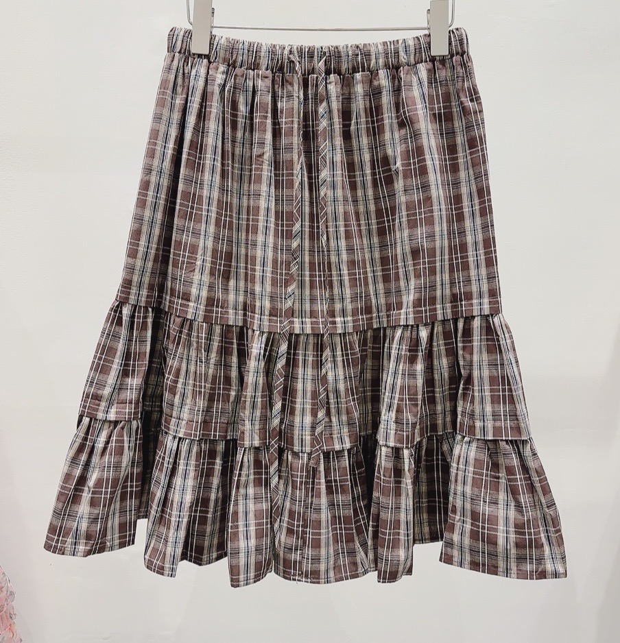 AWESOME-P韓國代購㊣女裝新款休閑職業真品半身裙中短裙格子AWESOME-P半身裙/中短裙圖色1