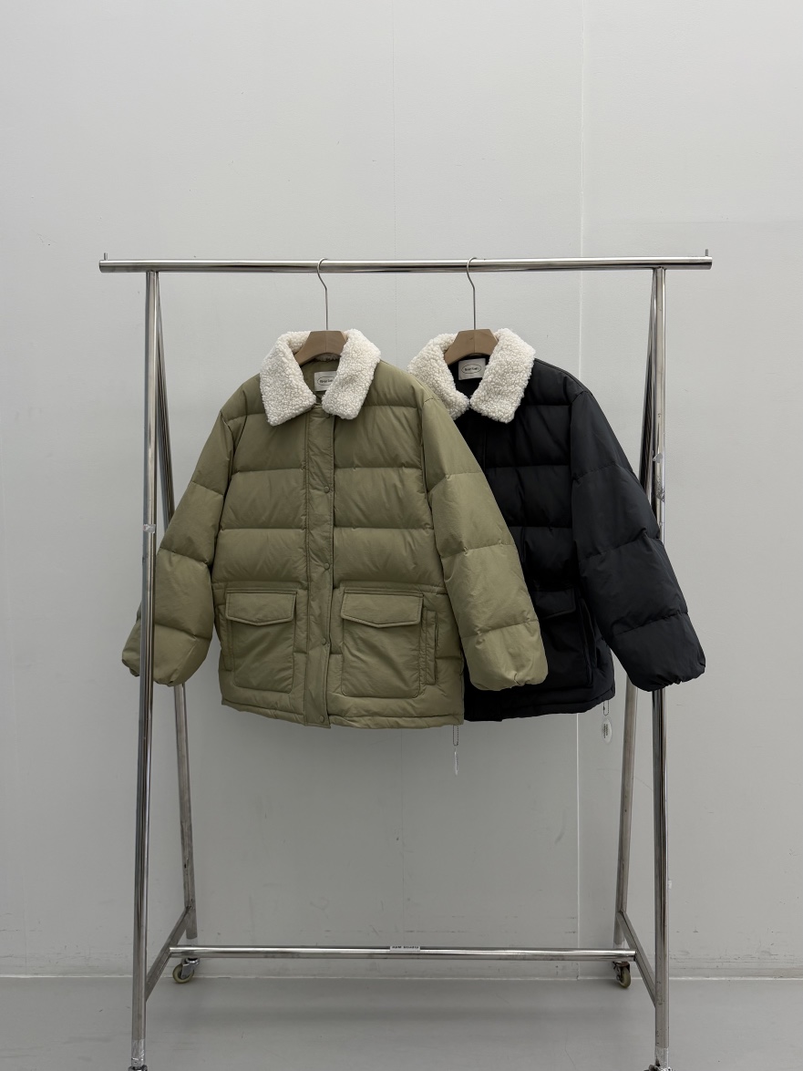 RIVER RAIN東大門㊣直郵女裝新款熱賣時尚25秋冬短款羽絨服羊毛RIVER RAIN短款羽絨服