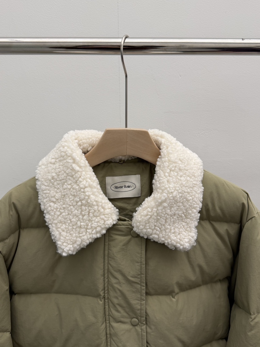 RIVER RAIN東大門㊣直郵女裝新款熱賣時尚25秋冬短款羽絨服羊毛RIVER RAIN短款羽絨服