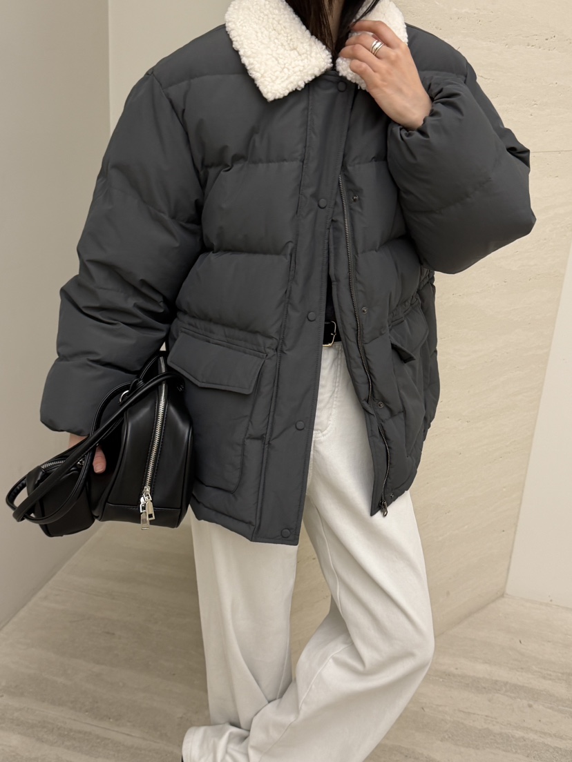 RIVER RAIN東大門㊣直郵女裝新款熱賣時尚25秋冬短款羽絨服羊毛RIVER RAIN短款羽絨服