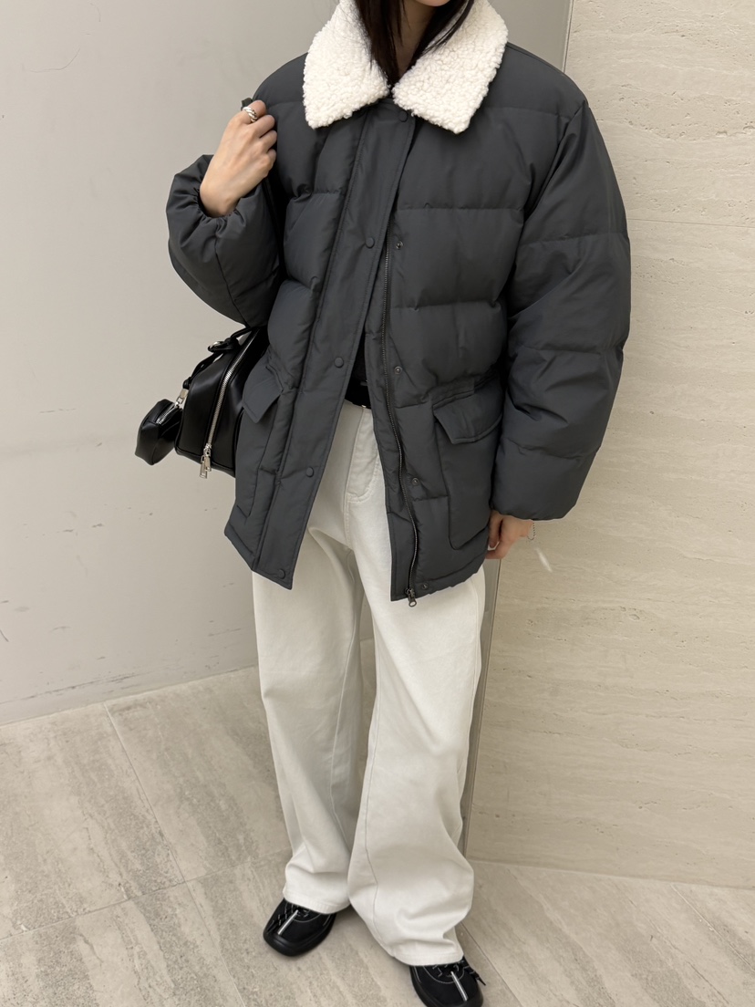 RIVER RAIN東大門㊣直郵女裝新款熱賣時尚25秋冬短款羽絨服羊毛RIVER RAIN短款羽絨服