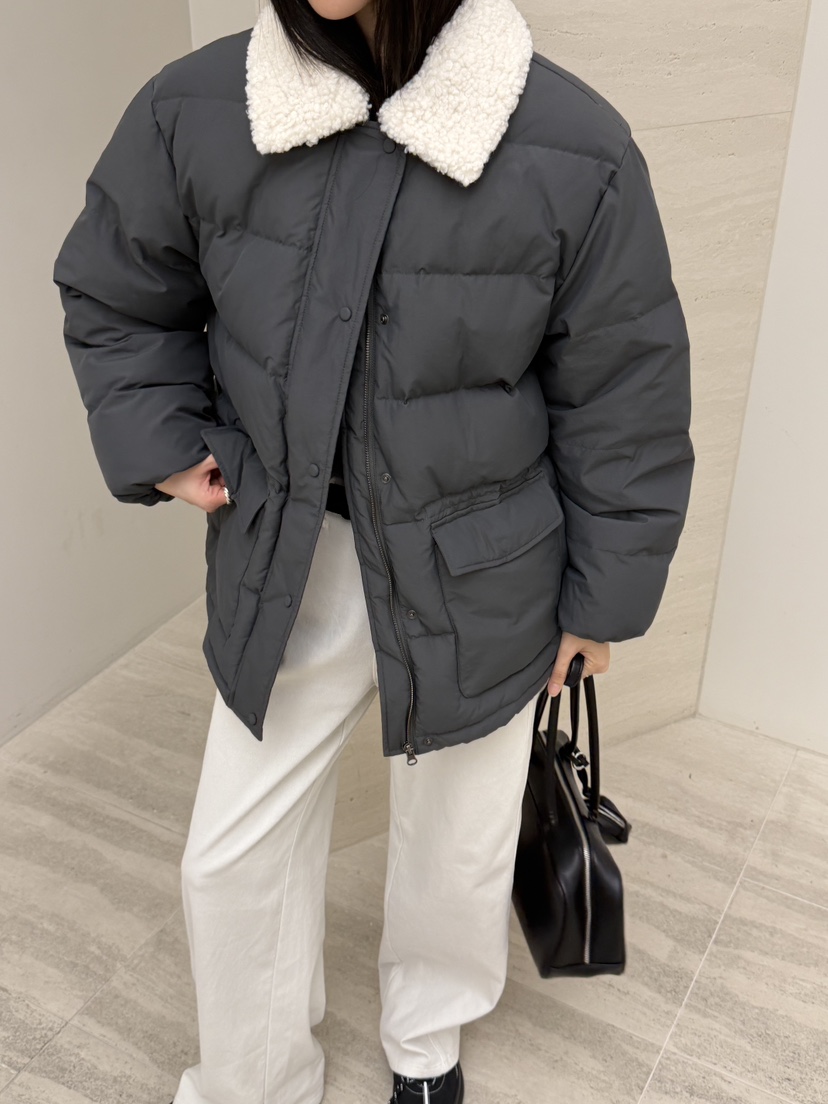 RIVER RAIN東大門㊣直郵女裝新款熱賣時尚25秋冬短款羽絨服羊毛RIVER RAIN短款羽絨服