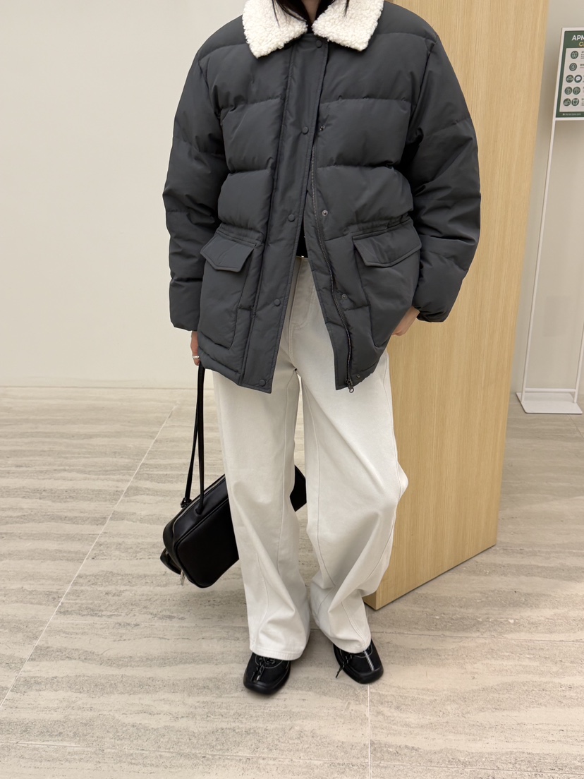 RIVER RAIN東大門㊣直郵女裝新款熱賣時尚25秋冬短款羽絨服羊毛RIVER RAIN短款羽絨服