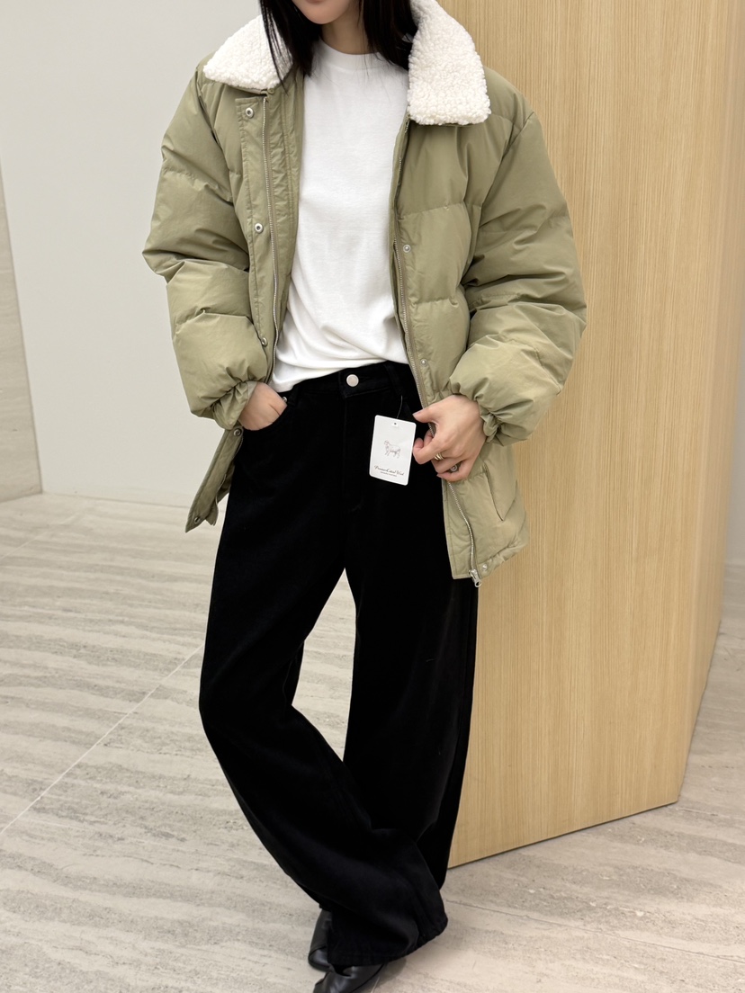 RIVER RAIN東大門㊣直郵女裝新款熱賣時尚25秋冬短款羽絨服羊毛RIVER RAIN短款羽絨服