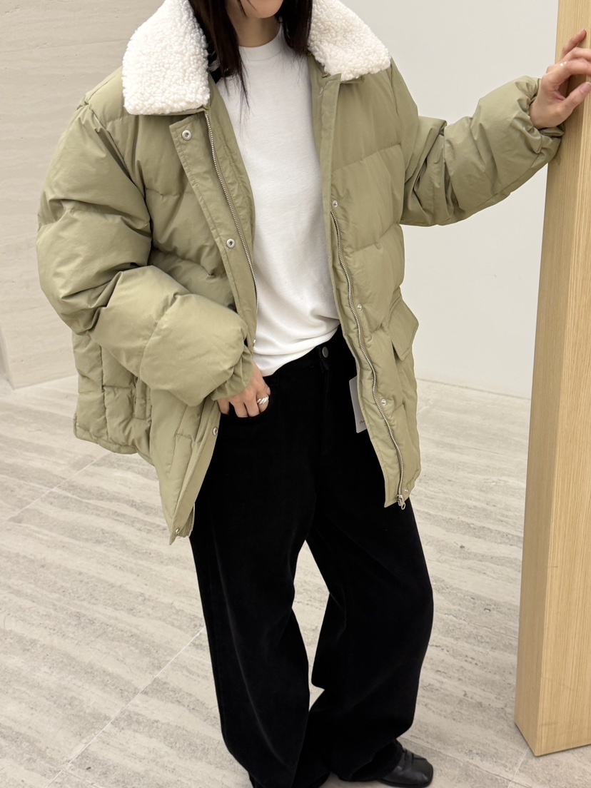 RIVER RAIN東大門㊣直郵女裝新款熱賣時尚25秋冬短款羽絨服羊毛RIVER RAIN短款羽絨服