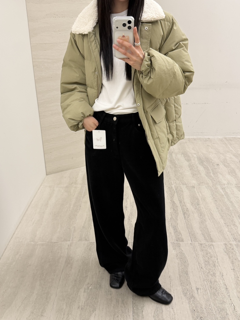 RIVER RAIN東大門㊣直郵女裝新款熱賣時尚25秋冬短款羽絨服羊毛RIVER RAIN短款羽絨服