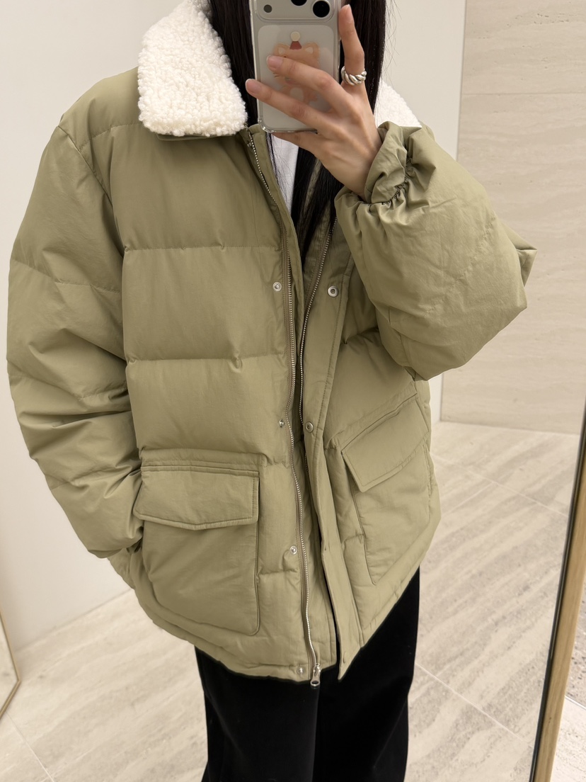 RIVER RAIN東大門㊣直郵女裝新款熱賣時尚25秋冬短款羽絨服羊毛RIVER RAIN短款羽絨服