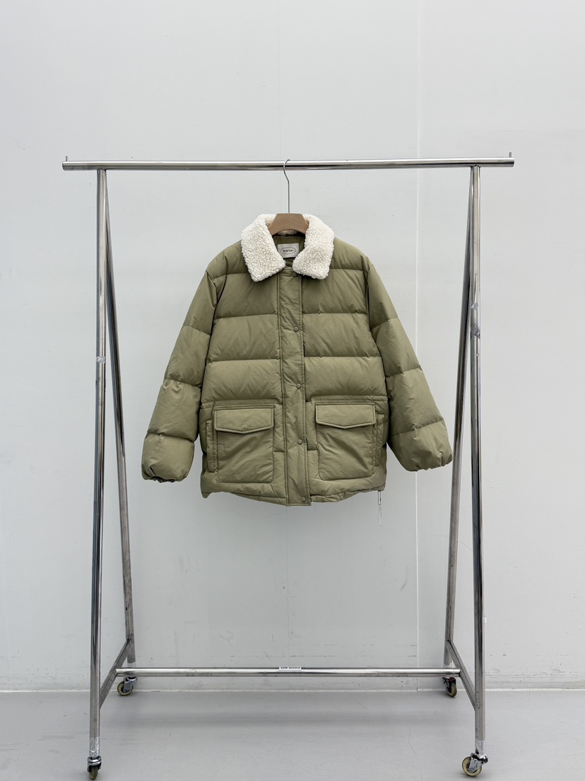 RIVER RAIN東大門㊣直郵女裝新款熱賣時尚25秋冬短款羽絨服羊毛RIVER RAIN短款羽絨服圖色1