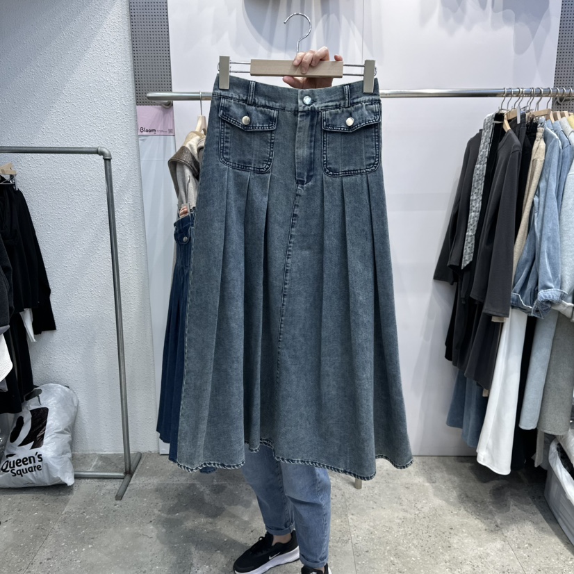 BLOOM韓國直郵㊣女士新品熱賣真品休閑時尚25秋冬職業長裙褶裥BLOOM-Q長裙圖色1