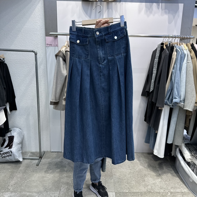 BLOOM韓國直郵㊣女士新品熱賣真品休閑時尚25秋冬職業長裙褶裥BLOOM-Q長裙圖色2