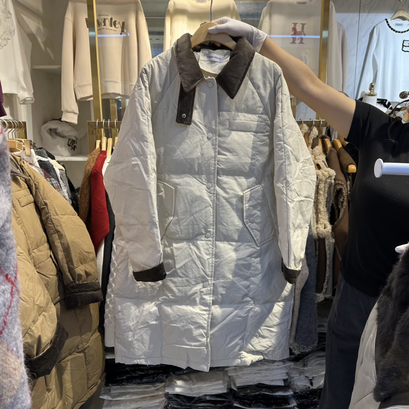 COCO HOLIC東大門㊣直郵女士新款25秋冬熱賣長款羽絨服燈芯絨COCO HOLIC長款羽絨服圖色2
