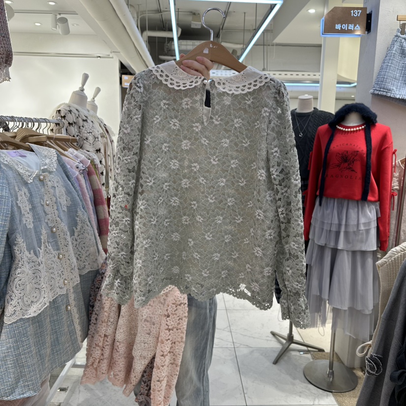 MS東大門㊣實拍女裝新款人氣25秋冬休閑推薦職業襯衫蕾絲衫MS襯衫/蕾絲衫