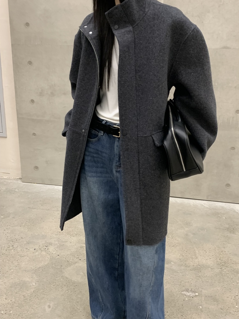 RIVER RAIN東大門㊣實拍女裝新款人氣真品25秋冬中長款大衣高領RIVER RAIN中長款大衣