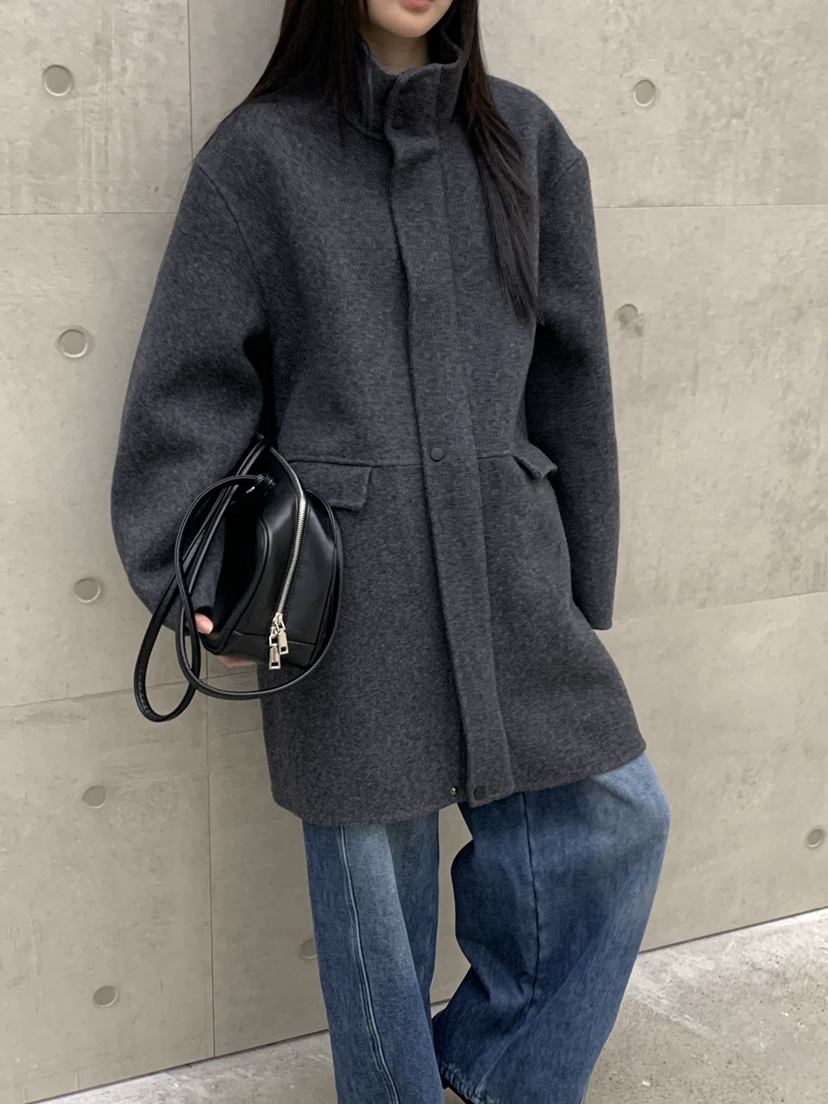 RIVER RAIN東大門㊣實拍女裝新款人氣真品25秋冬中長款大衣高領RIVER RAIN中長款大衣