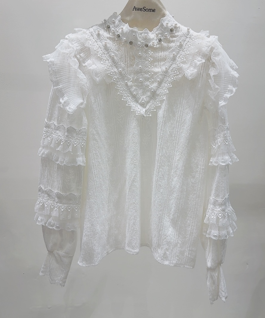 AWESOME-P韓國直郵㊣女裝新款職業時尚推薦襯衫蕾絲衫天鵝絨AWESOME-P襯衫/蕾絲衫圖色1