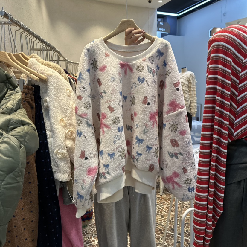 THE LINE-Q韓國代購㊣女裝新款推薦25秋冬職業熱賣人氣衛衣THE LINE-Q衛衣圖色1