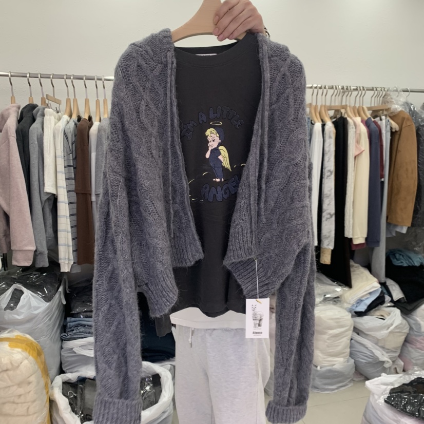 LELEN東大門㊣代購女裝新品熱賣職業毛衣連帽拉鏈衫不含內搭LELEN毛衣圖色2