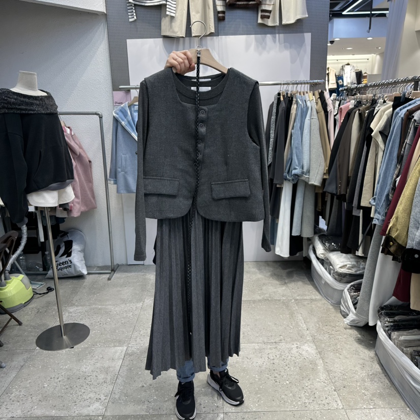 BLOOM韓國代購㊣女裝新款熱賣休閑真品時尚套裝兩件套套裝褶裥BLOOM-Q套裝圖色1