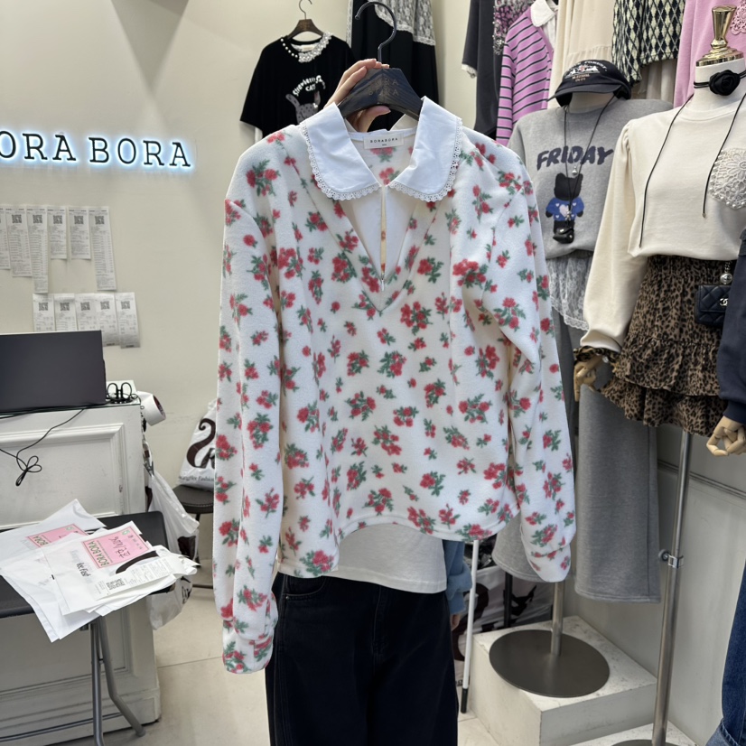 BORA BORA東大門㊣代購女士新款人氣職業真品25秋冬衛衣假兩件BORA BORA衛衣圖色1