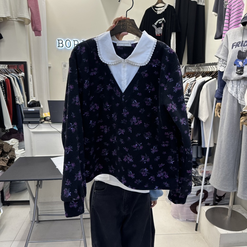 BORA BORA東大門㊣代購女士新款人氣職業真品25秋冬衛衣假兩件BORA BORA衛衣圖色2