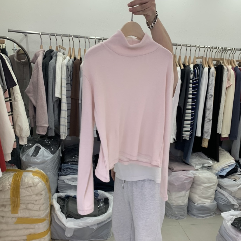 LELEN韓國代購㊣女裝新品人氣時尚25秋冬熱賣休閑長袖T恤羊毛LELEN長袖T恤圖色2